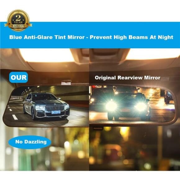 Rear View Mirror, 11.8 Inch Panoramic Anti-Glare Rearview Mirror, Car Interior - Picture 3 of 7